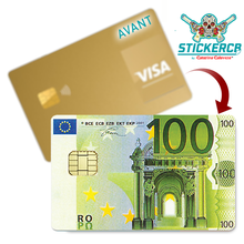 Charger l'image dans la galerie, 100 Euros - sticker pour carte bancaire, format US