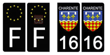 Load image into Gallery viewer, 16 CHARENTE - Stickers pour plaque d'immatriculation, disponible pour AUTO et MOTO