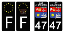 Load image into Gallery viewer, 47 LOT et GARONNE - Stickers pour plaque d'immatriculation, disponible pour AUTO et MOTO