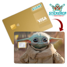 Charger l'image dans la galerie, Baby Yoda - Sticker pour carte bancaire, disponible en deux formats.