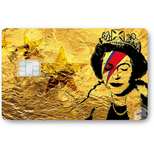Load image into Gallery viewer, Tribute to Bowie Vs Banksy gold - Sticker pour carte bancaire, disponible en deux formats.