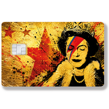 Load image into Gallery viewer, Tribute to Bowie Vs Banksy gold - Credit card sticker, available in two sizes.