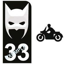 Load image into Gallery viewer, Sticker pour plaque d'immatriculation MOTO, Fond NOIR, N° de département - BATMAN
