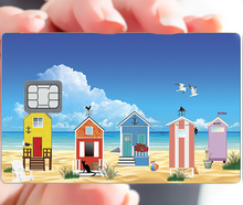 Charger l'image dans la galerie, Cabanes sur la plage - sticker pour carte bancaire, format US