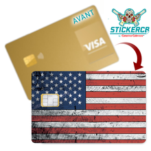 Charger l'image dans la galerie, American flag used - Sticker pour carte bancaire, disponible en deux formats.