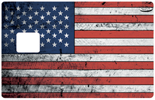 Load image into Gallery viewer, American flag used - Sticker pour carte bancaire, disponible en deux formats.