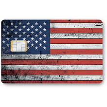 Load image into Gallery viewer, American flag used - Sticker pour carte bancaire, disponible en deux formats.