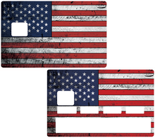 Load image into Gallery viewer, American flag used - Sticker pour carte bancaire, disponible en deux formats.