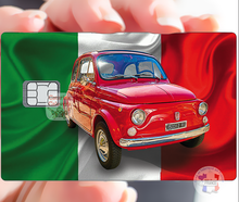 Load image into Gallery viewer, Fiat 500 en Italie - sticker pour carte bancaire, format US