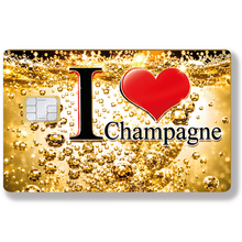 Charger l'image dans la galerie, I love CHAMPAGNE – Sticker pour carte bancaire, disponible en deux formats.