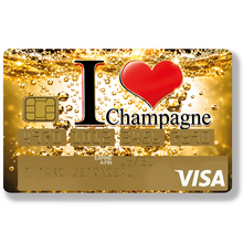 Charger l'image dans la galerie, I love CHAMPAGNE – Sticker pour carte bancaire, disponible en deux formats.