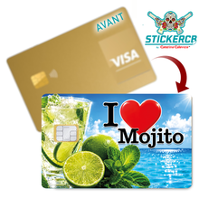 Charger l'image dans la galerie, I love MOJITO – Sticker pour carte bancaire, disponible en deux formats.