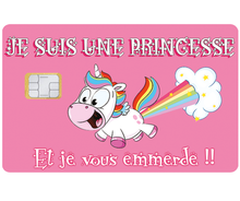 Load image into Gallery viewer, Je suis une Princesse - sticker pour carte bancaire, 2 formats de carte bancaire disponibles