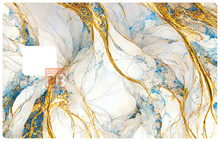 Load image into Gallery viewer, Marbre bleu et or - Sticker pour carte bancaire, disponible en deux formats.