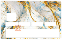 Load image into Gallery viewer, Marbre bleu et or - Sticker pour carte bancaire, disponible en deux formats.