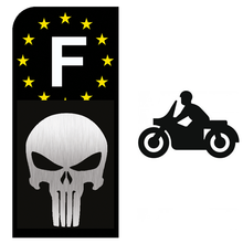 Charger l'image dans la galerie, Stickers pour plaque d'immatriculation MOTO, EUROBAND - PUNISHER - noir