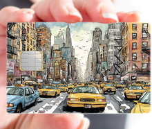 Load image into Gallery viewer, Taxi new yorkais - sticker pour carte bancaire, format US