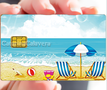 Load image into Gallery viewer, Transat sur la plage - sticker pour carte bancaire, format US