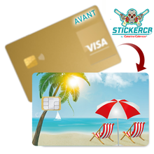 Charger l'image dans la galerie, Transat sur la plage - sticker pour carte bancaire, format US