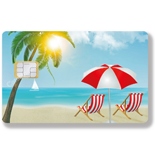 Charger l'image dans la galerie, Transat sur la plage - sticker pour carte bancaire, format US