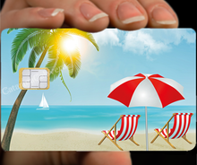 Load image into Gallery viewer, Transat à la plage - Sticker pour carte bancaire, format US