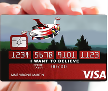 Load image into Gallery viewer, Goldorak, I want to believe - Sticker pour carte bancaire, disponible en deux formats.
