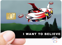 Load image into Gallery viewer, Goldorak, I want to believe - Sticker pour carte bancaire, disponible en deux formats.