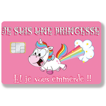 Load image into Gallery viewer, Je suis une Princesse – Sticker pour carte bancaire, disponible en deux formats.