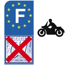 Charger l'image dans la galerie, NON au contrôle technique moto, bleu ou noir, Sticker pour plaque d'immatriculation