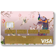 Load image into Gallery viewer, Paon et Grue - Sticker pour carte bancaire, disponible en deux formats.