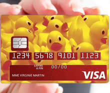 Load image into Gallery viewer, Les petits canards jaunes - sticker pour carte bancaire, 2 formats de carte bancaire disponibles
