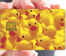 Load image into Gallery viewer, Les petits canards jaunes - sticker pour carte bancaire, 2 formats de carte bancaire disponibles