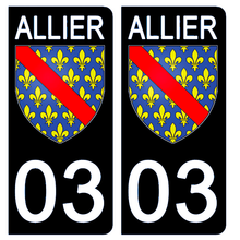 Load image into Gallery viewer, 03 ALLIER - Stickers pour plaque d'immatriculation, disponible pour AUTO et MOTO