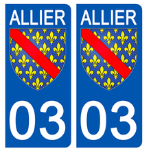 Load image into Gallery viewer, 03 ALLIER - Stickers pour plaque d'immatriculation, disponible pour AUTO et MOTO