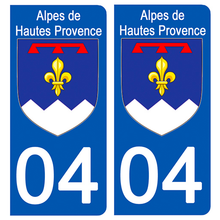 Load image into Gallery viewer, 04 ALPES DE HAUTES PROVENCE  - Stickers pour plaque d'immatriculation, disponible pour AUTO et MOTO