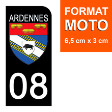 Load image into Gallery viewer, 08 ARDENNES - Stickers pour plaque d'immatriculation, disponible pour AUTO et MOTO