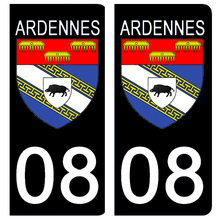 Load image into Gallery viewer, 08 ARDENNES - Stickers pour plaque d'immatriculation, disponible pour AUTO et MOTO