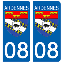 Load image into Gallery viewer, 08 ARDENNES - Stickers pour plaque d'immatriculation, disponible pour AUTO et MOTO