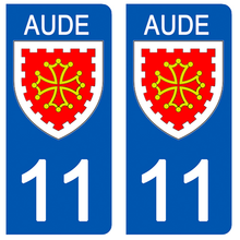 Load image into Gallery viewer, 11 AUDE - Stickers pour plaque d'immatriculation, disponible pour AUTO et MOTO