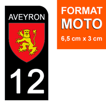 Load image into Gallery viewer, 12 AVEYRON - Stickers pour plaque d'immatriculation, disponible pour AUTO et MOTO