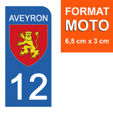 Load image into Gallery viewer, 12 AVEYRON - Stickers pour plaque d'immatriculation, disponible pour AUTO et MOTO