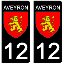 Load image into Gallery viewer, 12 AVEYRON - Stickers pour plaque d'immatriculation, disponible pour AUTO et MOTO