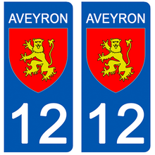 Load image into Gallery viewer, 12 AVEYRON - Stickers pour plaque d'immatriculation, disponible pour AUTO et MOTO