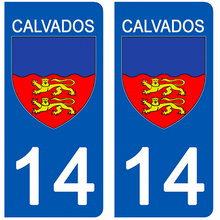 Load image into Gallery viewer, 14 CALVADOS - Stickers pour plaque d'immatriculation, disponible pour AUTO et MOTO
