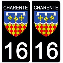 Load image into Gallery viewer, 16 CHARENTE - Stickers pour plaque d'immatriculation, disponible pour AUTO et MOTO