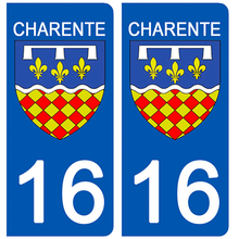 Load image into Gallery viewer, 16 CHARENTE - Stickers pour plaque d'immatriculation, disponible pour AUTO et MOTO