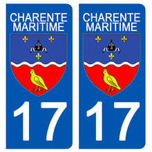 Load image into Gallery viewer, 17 CHARENTE MARITIME - Stickers pour plaque d'immatriculation, disponible pour AUTO et MOTO