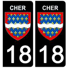 Load image into Gallery viewer, 18 CHER - Stickers pour plaque d'immatriculation, disponible pour AUTO et MOTO