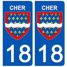Load image into Gallery viewer, 18 CHER - Stickers pour plaque d'immatriculation, disponible pour AUTO et MOTO