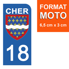 Load image into Gallery viewer, 18 CHER - Stickers pour plaque d'immatriculation, disponible pour AUTO et MOTO